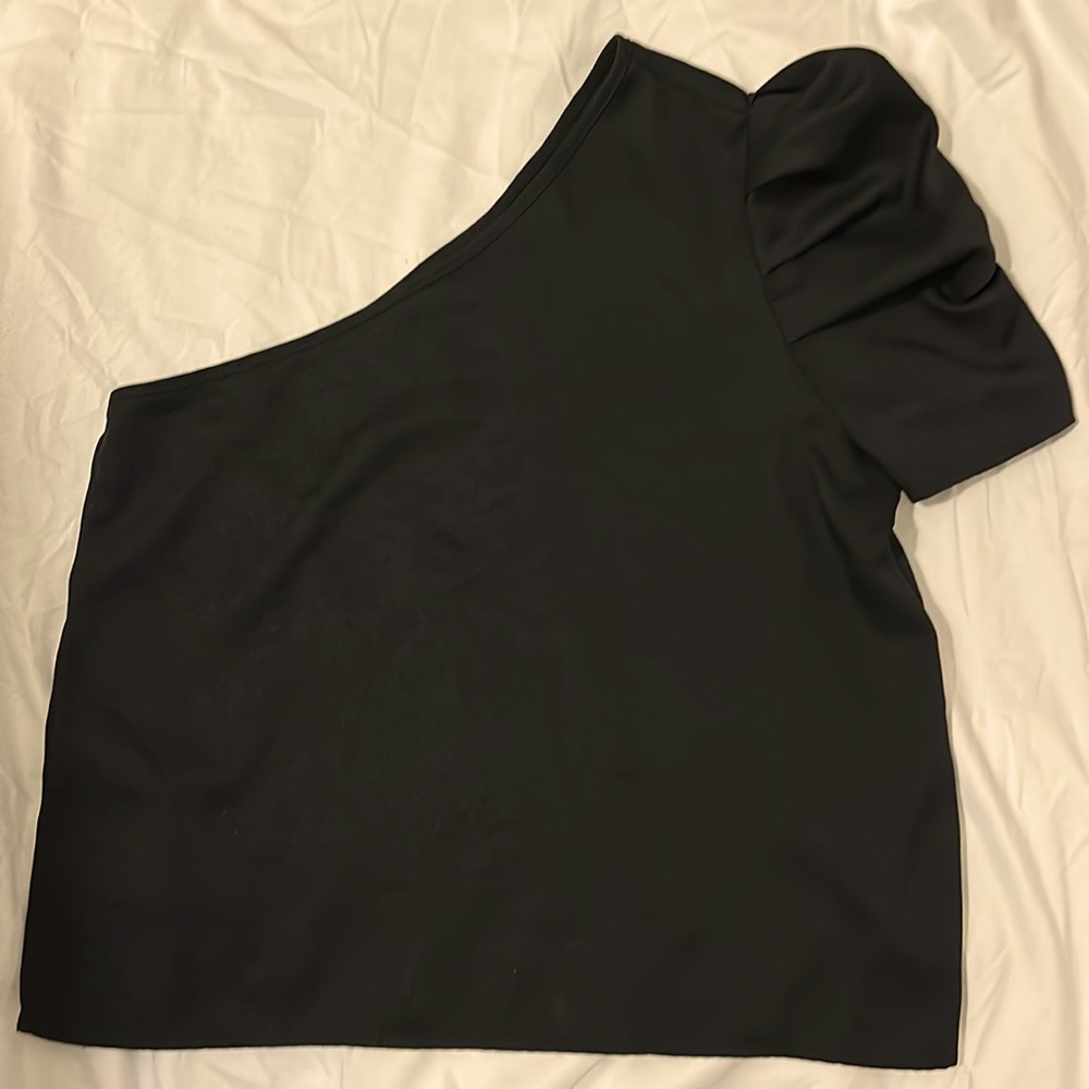 One shoulder black blouse